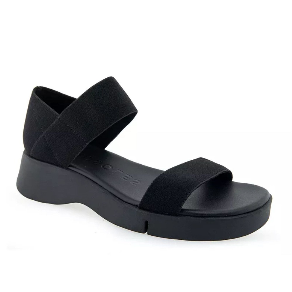 Aerosoles Freedom Sandal Womens 7.5 Black Platform Wedge Comfort